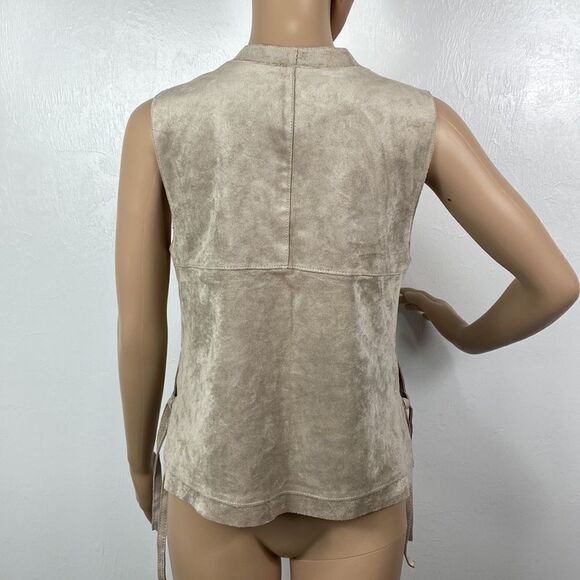 BCBG MaxAzria Brent Sleeveless Faux Suede Rodeo Vest with Tie Front size XXS - Picture 4 of 8